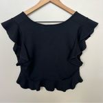 Free People  Intimately Black Ruffle Plunge V-Neck Crop Top Peplum Size Large Photo 4