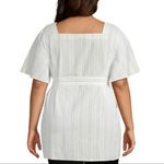 a.n.a Womens .n.a  Pinstripe Button-Up Square Neckline Belted Shirt Size - Sz 1X Photo 1