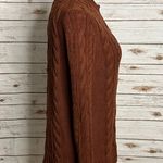 L.L.Bean brown classic cotton fisherman cable knit cardigan sweater Size Large Photo 3