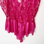 [Vintage] 80s Undercover Wear Pink Floral Lace Lingerie Teddy & Robe Sz Small S Photo 9