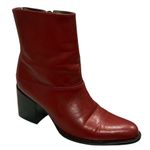 Connie Y2K Mid Calf Red/Maroon Leather Chunky Heel Boots Red Size 7 Photo 0