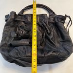 Vince Camuto  Black Leather Shoulder Bag Purse with Flowers Leather+Jaquard Photo 7