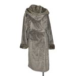 Pottery Barn Robe Plush Faux Fur Hooded Belted Taupe Size Large Photo 1