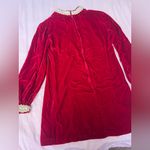 Vintage 60s Red Velvet Medieval Revival Mini Dress with Embroidered Accents Photo 5