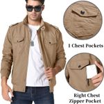 Men's Cargo Jacket Lightweight Casual Cotton Military Coat Outwear Stand Collar Photo 3