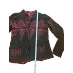 Free People Red Pink Brown Damask Cardigan Sweater Sz M wool blend rare find Photo 7