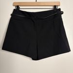 ZARA Black Pleated Skort with Faux Leather Belt Women's Size S Photo 3