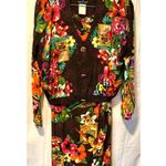 Vintage 90s CAROLE LITTLE Womens Wrap Side Split Maxi Skirt Set Tropical Sz S Black Photo 2