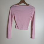 Ribbed Knit Lounge Set Womens Medium Pink Crop Top Shorts Button Stretch Casual Photo 9