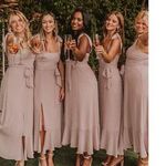 Show Me Your Mumu  Claire Midi Dress in Soft Beige Chiffon S NWT Photo 0