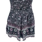 American Eagle Floral Tassel Tie Romper Sleeveless Gray Pink Size XS Photo 9