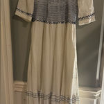 Reba  White and Blue Sundress Maxi with Puff Sleeves and Square Neckline Photo 0