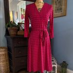 Leota Pink and Red Geometric Print Wrap Jersey Knit Dress – Size M Photo 1