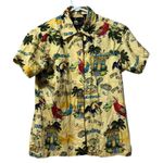 Jimmy Buffett Women Size Medium Button Down Hawaiian Tropical Short Sleeve Shirt Yellow Photo 0