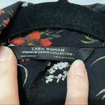 ZARA Black Floral Print Button Down Shirt Tunic Womens XS Ruffled Romantic Photo 9