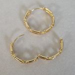Gold Filled U Link Chain Hoop Earrings with CZ Photo 5