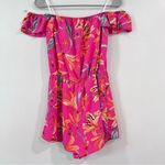 Lulus After Sunset Magenta Pink Floral Off the Shoulder Romper SMALL Photo 4