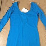B17 New Sexy Women’s Trac Dress with Cut Out Sleeves V Back Blue Size Small Photo 1