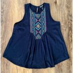 Wrangler  Retro Black Multicolor Embroidered Aztec‎ Design Top Sz M EUC Photo 4