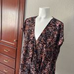 Halogen  Abstract Print V-Neck Pink Black Blouse XXL Photo 2