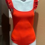 ZARA  orange ruffled sleeve ribbed bodysuit Photo 0