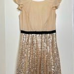 Forever 21 Gold Sequin Dress Size Large Light Beige Cream Color Feminine Flirty Photo 1