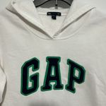 Gap  White Hoodie with Blue and Green Letters Pocket Size Medium EUC Photo 1