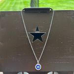 NEW Evil Eye Rounded Silver Pendant Necklace Summer Photo 0