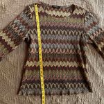 Round Neck ¾ Sleeve Horizontal Chevron Stripe Top Orange Photo 5