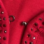 Talbots cherry red cardigan with small jewel embellishments. Photo 5