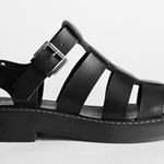 & Other Stories & Other Stories Size 40/9 Black Gladiator Fisherman Sandals Chunky Leather Black Photo 0