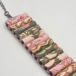 Jilzara Green & Pink Floral Clay Tubes Bracelet Photo 4