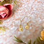 Handmade Dainty Heart Gold Key Lock Earrings Photo 1
