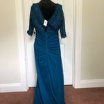 Betsy and Adam B&A by Women's Lace V-Neck Evening Dress Gown Blue Size 16 Photo 4