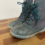 LL Bean Womens Duck Boots 7 Blue Quilted Mid Calf Rain Snow Rubber Lace Outdoor Photo 1