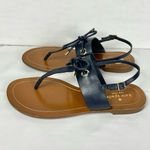 Kate Spade Carolina Sandal Sz 7.5 Navy Blue Toe Post Slingback Flats Photo 1