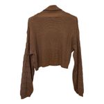 Ambiance Apparel Brown Cable Knit Cropped Turtleneck Sweater | Women’s M Photo 3