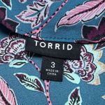 Torrid ‎ Teal Floral Georgette Wrap Tunic Blouse Dress Size 3 3X 22/24 Plus Size Photo 5
