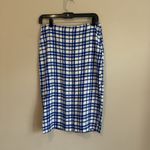 Diane Von Furstenberg  Tailored Pencil Skirt Blue & Ivory Roddick Check Size 6 Photo 1