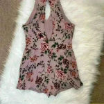 Full Tilt  Purple Floral Keyhole Romper Small Photo 7