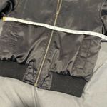 SEEK the Label Women’s Seek Sz: S black satin bomber jacket corset-style lace-up back. Photo 4