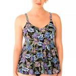 Swim Solutions Tankini Top Swimsuit size 8 Boho Paisley V Neck Underwire NEW Blue Photo 15