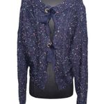 John + Jenn Blue Speckled Tie-Back Long Sleeve Cropped Sweater Photo 0