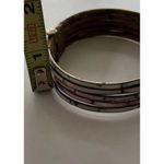 Vintage Women’s 70s Mother of Pearl Inlay Dainty Brass Bangle Bracelet Sz 8” Pink Photo 5