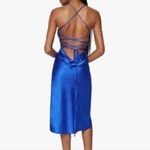 We Wore What  Danielle Bernstein | Cobalt Blue Royal Blue Silky Midi Dress XS Photo 1
