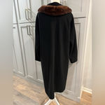 Source Unknown Vintage 1950s Women’s Black Dress Coat with‎ Fur Collar Hollywood Glamour Large Photo 2