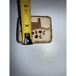 Handmade Clay Art Pin Wheel Barrel Flowers Roses Ceramic Brooch  Hand Painted VTG Photo 2