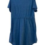 Womens Blue Casual Dress Short Sleeve Button Up Tie Waist Lightweight Size Large Photo 1