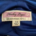 Hailey Logan Adrianna Papell Blue One shoulder Knit Evening Gown Womens Size 7/8 Photo 1