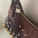 B Makowsky Brown Pebble Leather Western Boho Studded Fringe Crossbody Bag Purse Photo 3